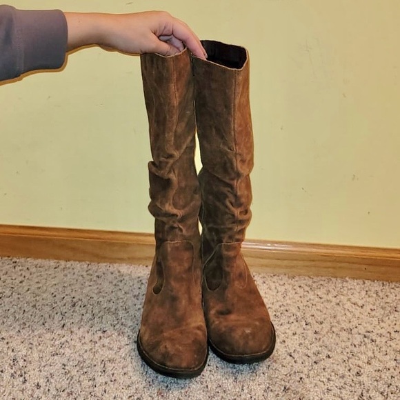 Born Womens Leather Boots Sz 8 Brown Boho Distressed Rustic Suede Slouchy Riding - Picture 3 of 7
